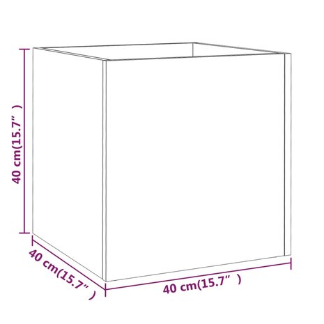 Plantenbak 40x40x40 cm bewerkt hout gerookt eikenkleurig 4