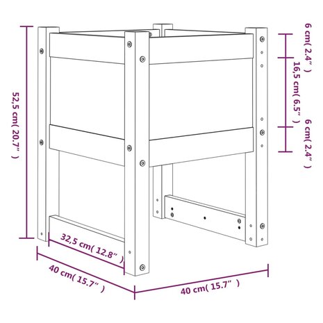 Plantenbakken 2 st 40x40x52,5 cm massief grenenhout 8