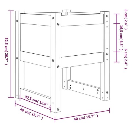 Plantenbakken 2 st 40x40x52,5 cm massief grenenhout honingbruin 8