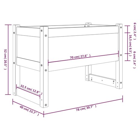 Plantenbak 78x40x52 cm massief grenenhout wit 7