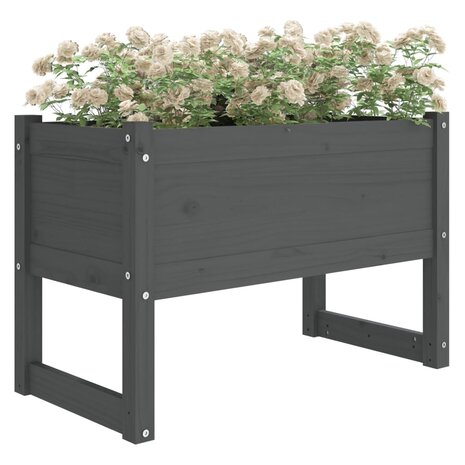 Plantenbak 78x40x52 cm massief grenenhout grijs 3