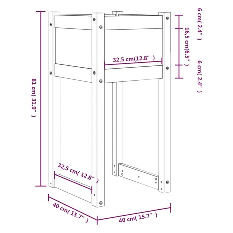 Plantenbakken 2 st 40x40x81 cm massief grenenhout grijs 8