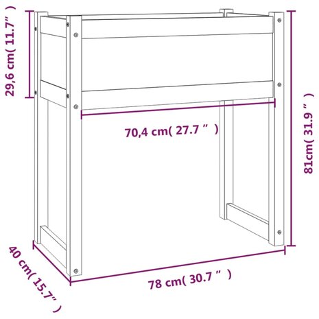 Plantenbak 78x40x81 cm massief grenenhout 9