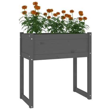 Plantenbak 78x40x81 cm massief grenenhout grijs 4