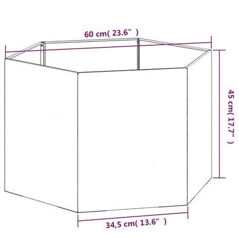 Plantenbak roestig 60x60x45 cm cortenstaal 9