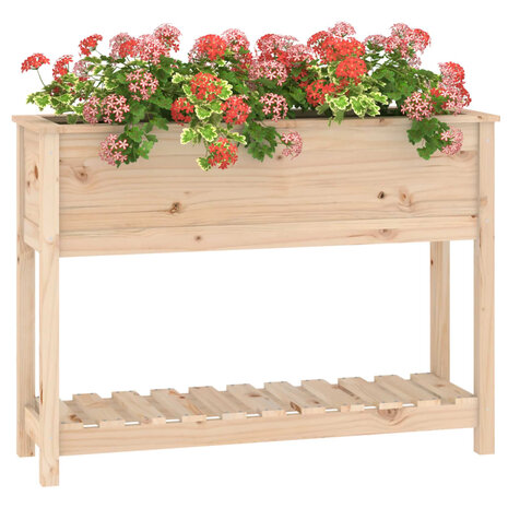 Plantenbak met schap 111,5x34,5x81 cm massief grenenhout 4