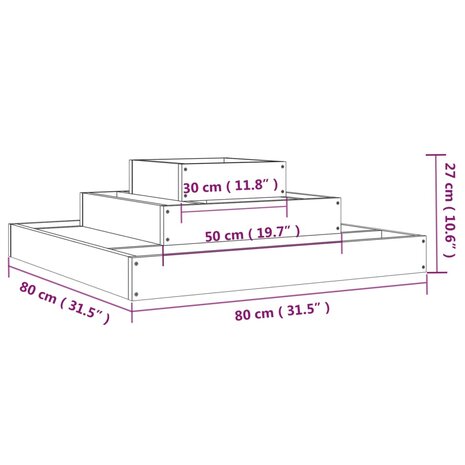 Plantenbak 80x80x27 cm massief grenenhout 7