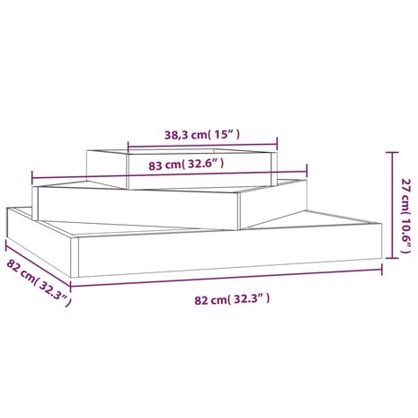 Plantenbak 83x83x27 cm massief grenenhout wit 6