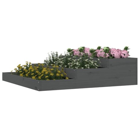 Plantenbak 107x107x27 cm massief grenenhout grijs 3