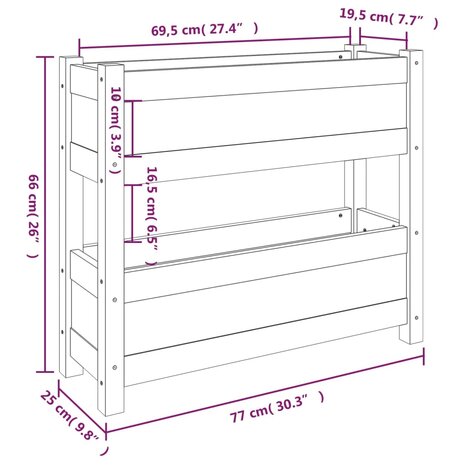 Plantenbak 77x25x66 cm massief grenenhout 9