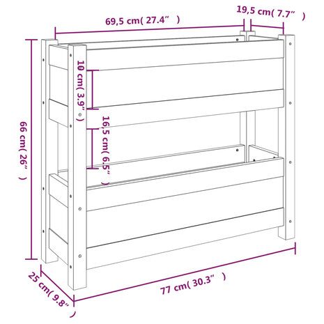 Plantenbak 77x25x66 cm massief grenenhout wit 9