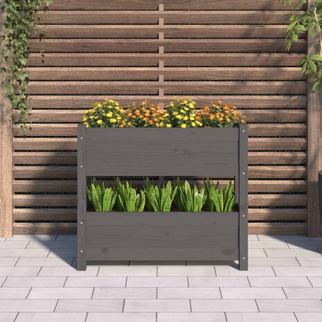 Plantenbak 77x25x66 cm massief grenenhout grijs 3