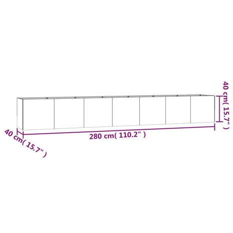 Plantenbak verhoogd 280x40x40 cm cortenstaal 7