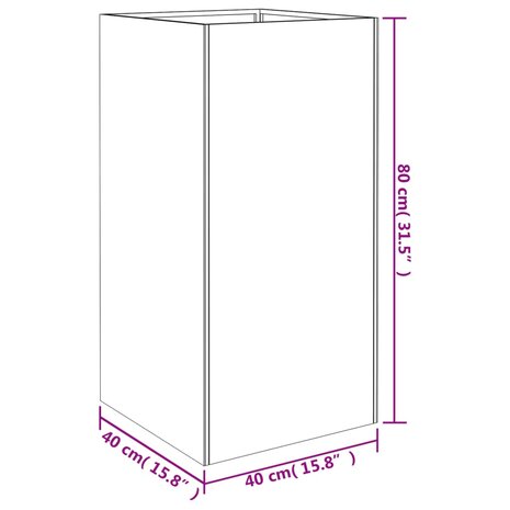 Plantenbak 40x40x80 cm cortenstaal 7