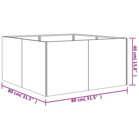 Plantenbak 80x80x40 cm cortenstaal 8