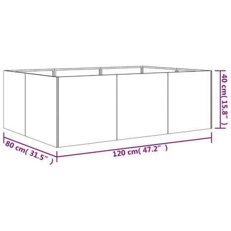 Plantenbak verhoogd 120x80x40 cm cortenstaal 8