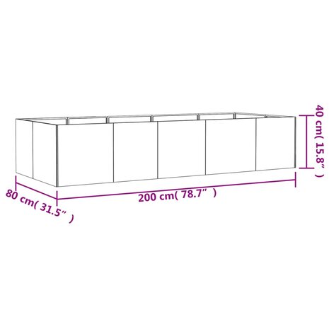 Plantenbak verhoogd 200x80x40 cm cortenstaal 8