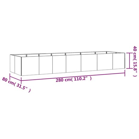 Plantenbak verhoogd 280x80x40 cm cortenstaal 8