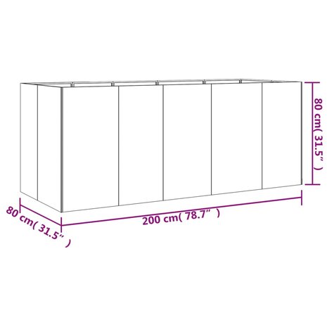 Plantenbak verhoogd 200x80x80 cm cortenstaal 8