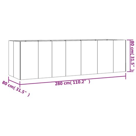 Plantenbak verhoogd 280x80x80 cm cortenstaal 8