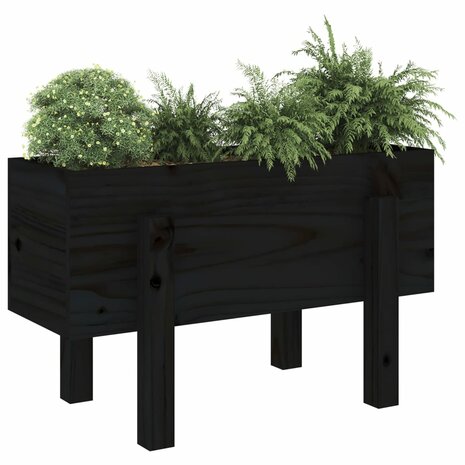 Plantenbak 62x30x38 cm massief grenenhout zwart 3