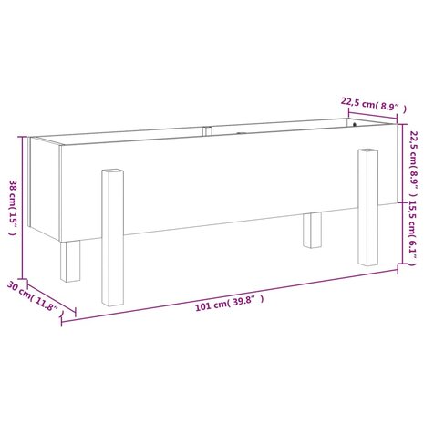 Plantenbak verhoogd 101x30x38 cm massief grenenhout wit 9