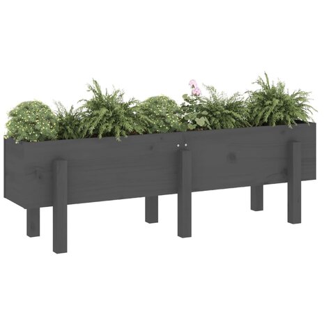 Plantenbak verhoogd 121x30x38 cm massief grenenhout grijs 3