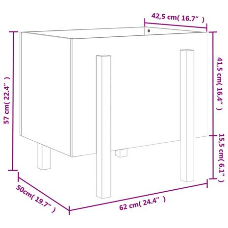 Plantenbak 62x50x57 cm massief grenenhout 9