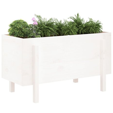 Plantenbak verhoogd 101x50x57 cm massief grenenhout wit 3