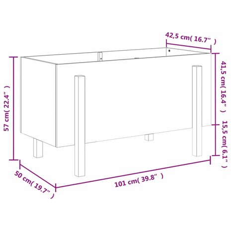 Plantenbak verhoogd 101x50x57 cm massief grenenhout wit 9