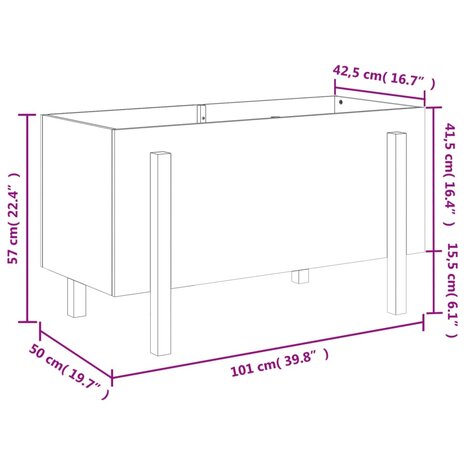 Plantenbak verhoogd 101x50x57 cm massief grenenhout zwart 9