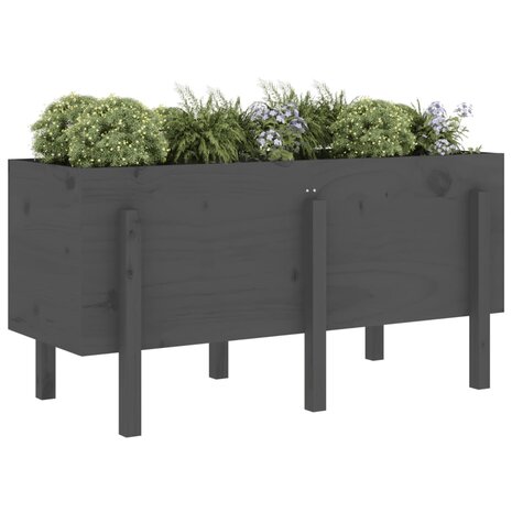 Plantenbak verhoogd 121x50x57 cm massief grenenhout grijs 3