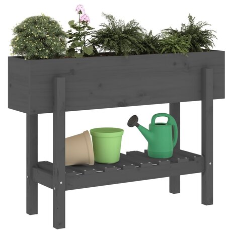 Plantenbak verhoogd 101x30x69 cm massief grenenhout grijs 3