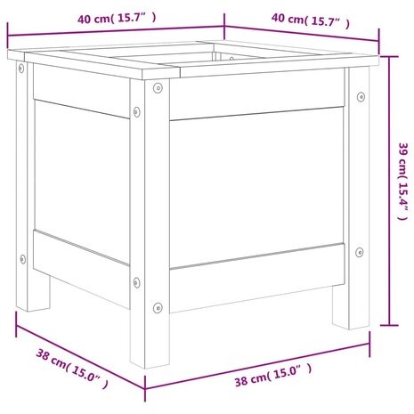 Plantenbak 40x40x39 cm massief grenenhout 9