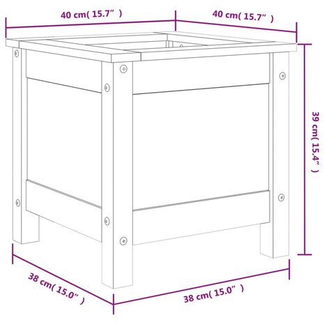 Plantenbak 40x40x39 cm massief grenenhout grijs 9