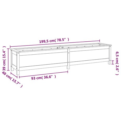 Plantenbak verhoogd 199,5x40x39 cm massief grenen honingbruin 9