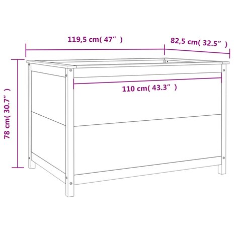 Plantenbak verhoogd 119,5x82,5x78 cm massief grenenhout wit 9