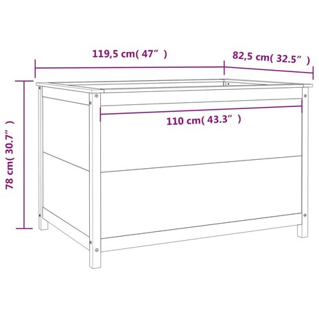 Plantenbak verhoogd 119,5x82,5x78 cm massief grenen honingbruin 9