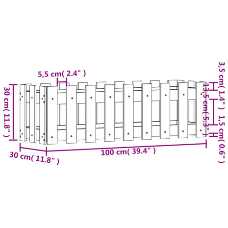 Plantenbak verhoogd hekontwerp 100x30x30 cm massief douglashout 9