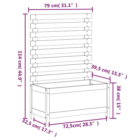 Plantenbak met rek 79x39,5x114 cm massief douglashout 9