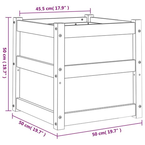 Plantenbak 50x50x50 cm massief grenenhout wasbruin 11