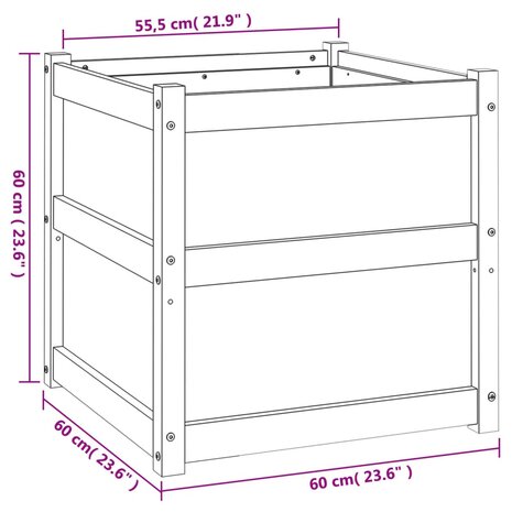 Plantenbak 60x60x60 cm massief grenenhout 11