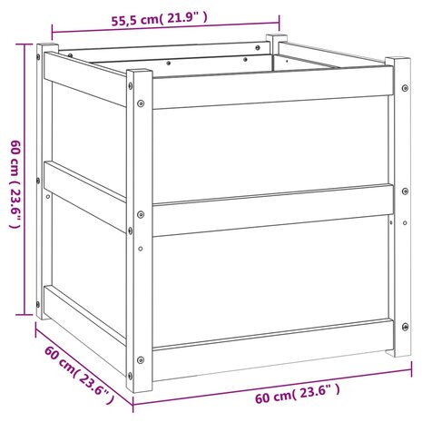 Plantenbak 60x60x60 cm geïmpregneerd grenenhout 11