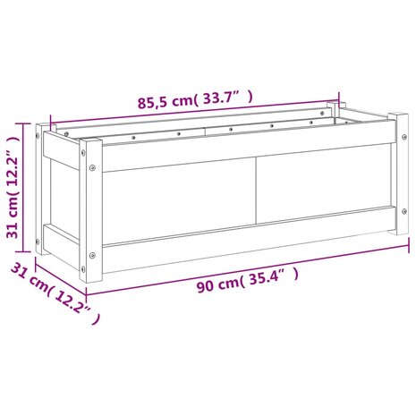 Plantenbak 90x31x31 cm massief grenenhout 11