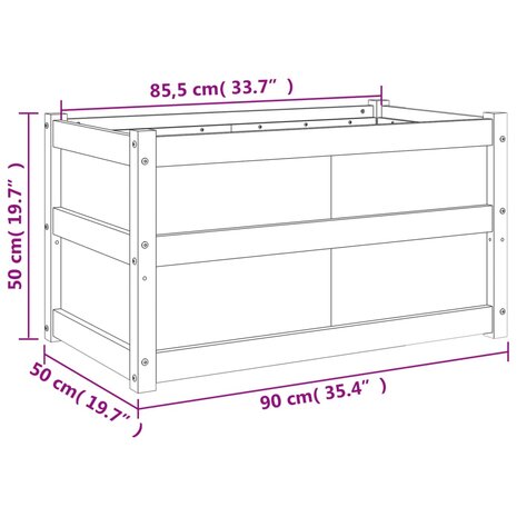 Plantenbak 90x50x50 cm massief grenenhout 11