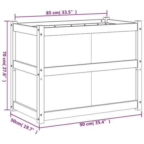 Plantenbak 90x50x70 cm massief grenenhout 11