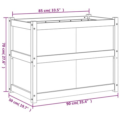 Plantenbak 90x50x70 cm massief grenenhout wasbruin 11