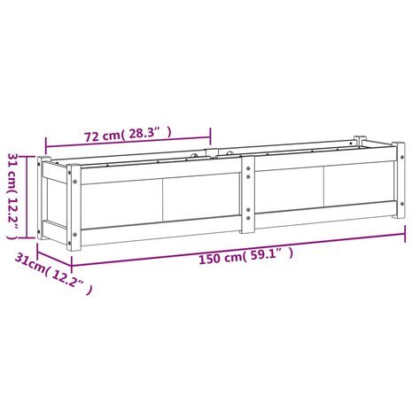 Plantenbak 150x31x31 cm massief douglashout 11