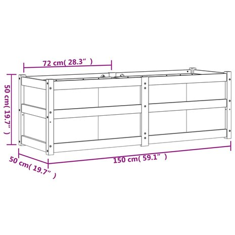 Plantenbak 150x50x50 cm massief grenenhout 11