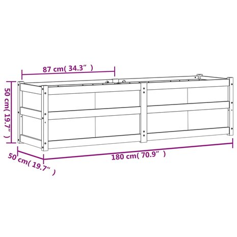 Plantenbak 180x50x50 cm massief grenenhout 11